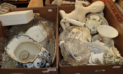 Lot 1012 - Two boxes of glass and ceramics, including wash jug and bowl etc (2)