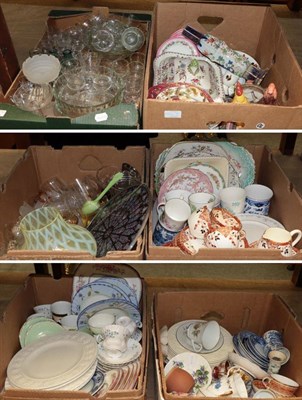 Lot 1018 - Six boxes of household china and glass, including 19th century and later tea wares
