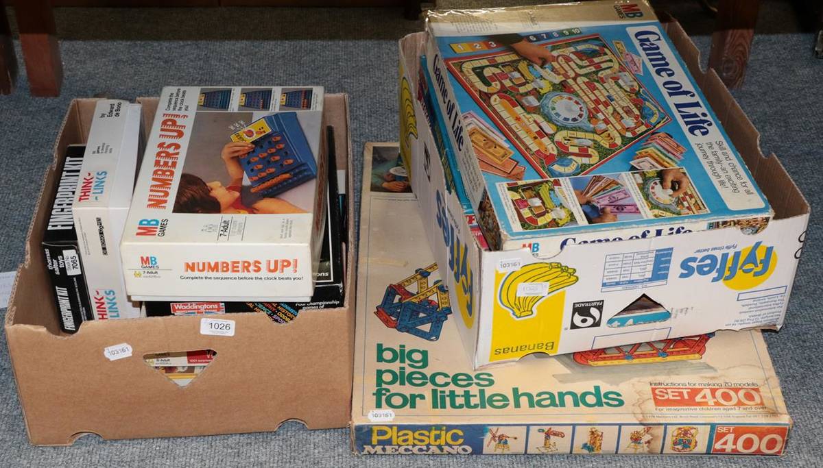 Lot 1026 - Two boxes assorted games, and a Meccano set (3)