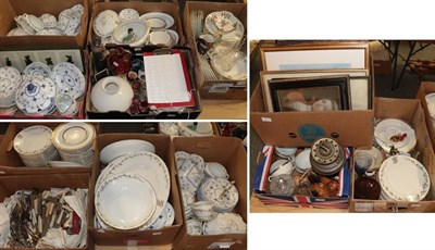 Lot 1039 - A large quantity of household ceramics and glass, including, Danish blue and white dinner...