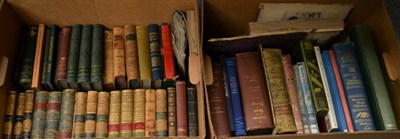 Lot 1057 - Two boxes of books on various topics, esp. lit., hist., and antiquarian interest, some leather...