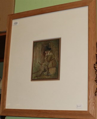 Lot 1059 - Arthur Rackam, Woodsman, watercolour, dated 1908, mounted, framed and glazed