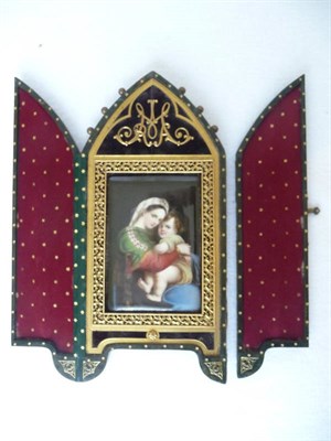 Lot 67 - A German Porcelain Plaque, late 19th century, of rectangular form, decorated with mother and...