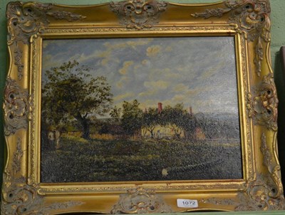 Lot 1072 - E Bristow (19th/20th century), figures by a country cottage, bears signature, oil on panel,...