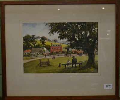 Lot 1076 - British School (20th century) The Village Green, signed indistinctly watercolour, 23cm by 33.5cm