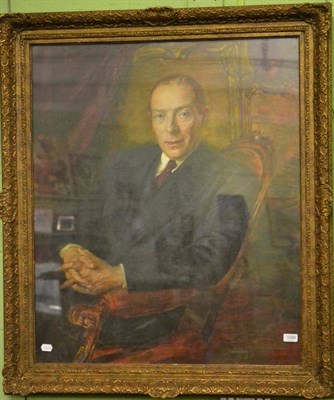 Lot 1088 - John Wheatly, portrait of Mr Hargreaves, Areolite chairman, signed oil on canvas, 90cm by 75cm