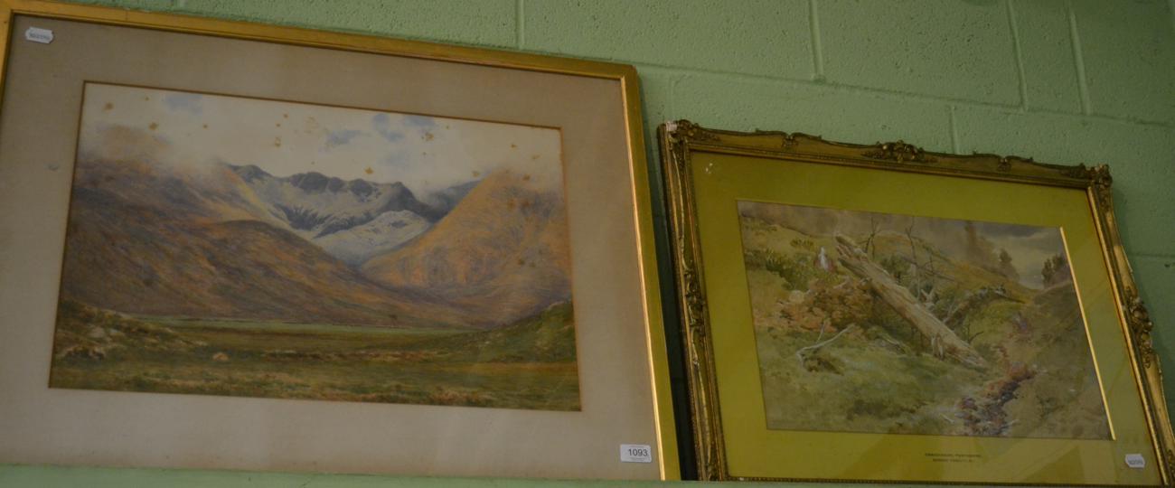 Lot 1093 - George Drummond Fish (1876-1938), Highland landscape, signed, watercolour, together with Edward...