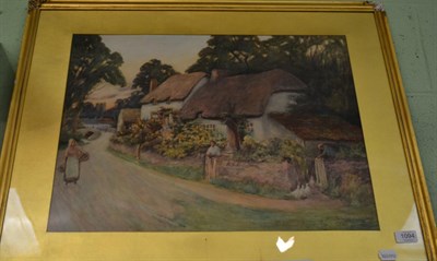 Lot 1094 - A. H Thornton, (19th century) Country cottages with figures and geese, signed and indistinctly...