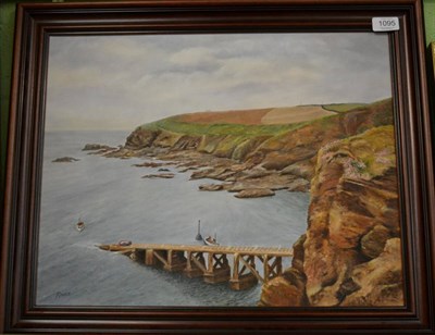 Lot 1095 - A Dance (20th century), The jetty, signed oil on canvas, 39cm by 50cm