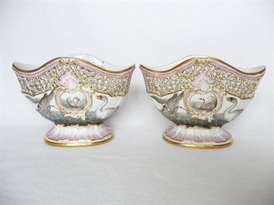 Lot 71 - A Pair of Meissen Style Baskets, late 19th century, in the manner of the Swan service, of lobed...