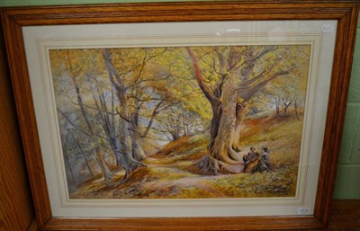 Lot 1112 - James Aitken, ''The Beech Trees, Colwyn Bay Woods - Oldest Trees in the Woods'', watercolour,...