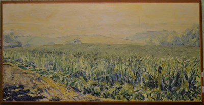 Lot 1116 - Attributed to Robert Baldwin, (20th century), landscape scene, oil on canvas, 61cm by 122cm