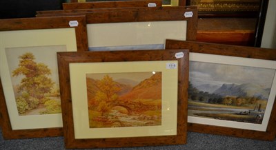 Lot 1118 - W A Makinson (20th century) three landscape watercolours, signed, with six various...