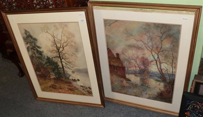 Lot 1121 - Samuel Towers, (1862-1943) A lakeland scene, signed, watercolour, 66cm by 49cm; with a further...