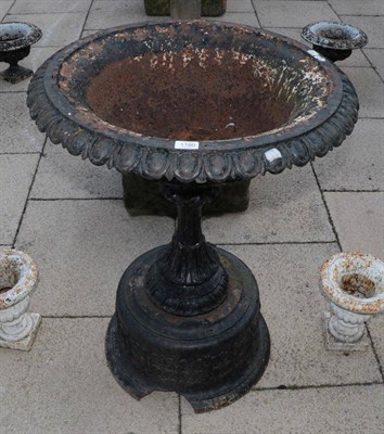 Lot 1180 - A Victorian black painted cast iron bird bath, with egg and dart rim (a.f.)