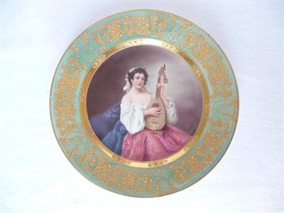 Lot 79 - A Vienna Porcelain Cabinet Plate, late 19th century, painted by Wagner with Mandolinspielerin...