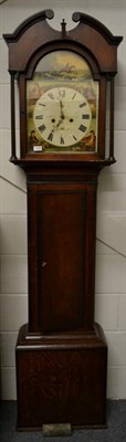 Lot 1198 - An oak thirty hour longcase clock, dial inscribed R Weston, Wolsingham, possibly later dial