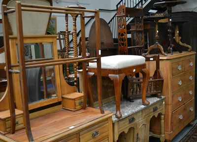 Lot 1212 - A Victorian pine four-height chest of drawers, together with three occasional tables, a...