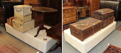 Lot 1215 - A pair of single leather beds and a modern coat stand