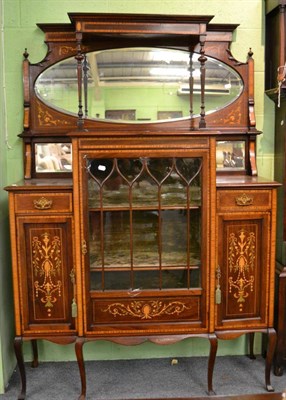 Lot 1246 - An Edwardian mahogany inlaid mirror backed display cabinet