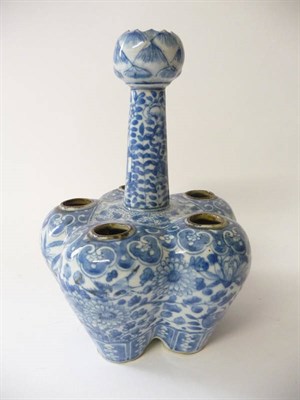 Lot 84 - A Chinese Porcelain Tulip Vase, 19th century, the tapering central column with bulbous neck, on...