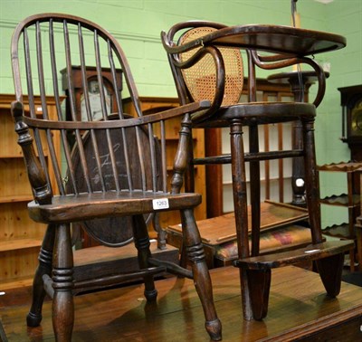 Lot 1263 - A 19th century child's double spindle back armchair with spindle legs; and a child's bentwood...