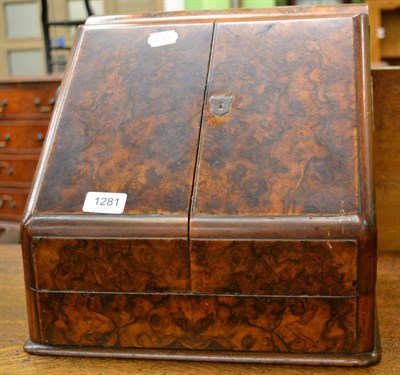 Lot 1281 - Late Victorian figured walnut correspondence box, with fitted interior