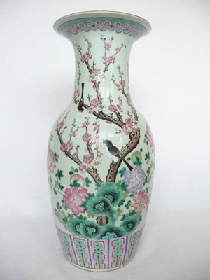 Lot 88 - A Chinese Porcelain Baluster Vase, late 19th century, with trumpet neck painted in famille rose...