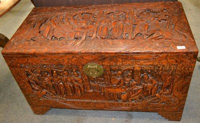 Lot 1295 - A 20th century carved camphor wood Chinese style chest