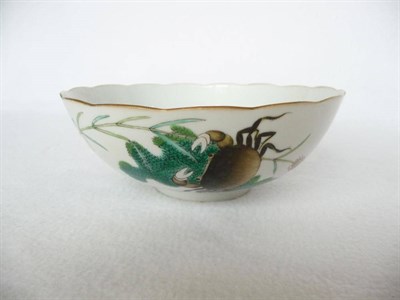 Lot 91 - A Chinese Porcelain Bowl, 19th century, with lobed rim, painted in famille verte enamels with...