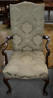 Lot 1315 - George II style mahogany open armchair