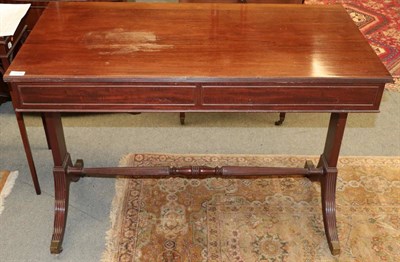 Lot 1316 - Pair of George III style side tables of rectangular form with two frieze drawers, 105cm wide