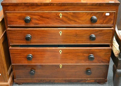 Lot 1319 - Late George III mahogany boxwood and ebony strung four-drawer chest