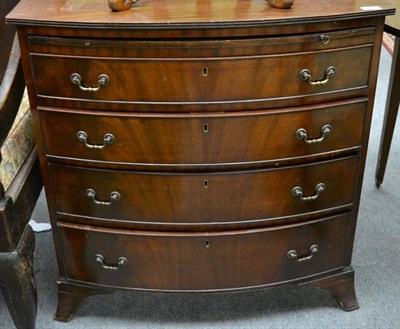 Lot 1321 - George III style mahogany bow fronted chest with brushing slide