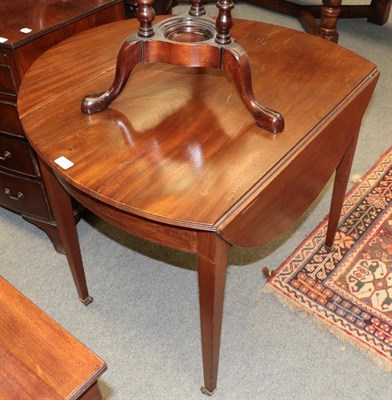 Lot 1323 - George III mahogany Pembroke table, a George III mahogany D-shaped table, and a Victorian...