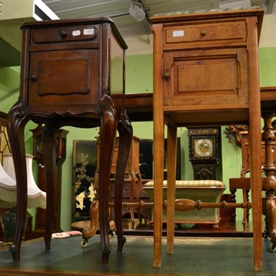 Lot 1329 - Two late 19th century French marble-top pot cupboards