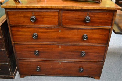 Lot 1330 - Late George III mahogany five drawer straight fronted chest of drawers