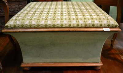 Lot 1341 - A Victorian Ottoman, hinged lid, upholstered, porcelain castors