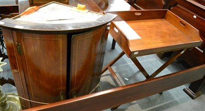 Lot 1348 - A 19th century mahogany butlers tray on stand, and an 18th century bow fronted oak corner...