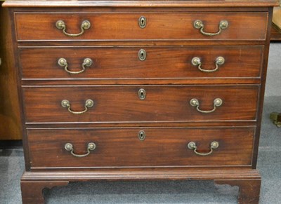 Lot 1368 - George III mahogany four-drawer chest on bracket feet, 93cm wide