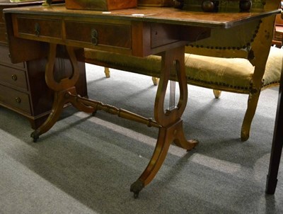 Lot 1373 - Reproduction figured walnut sofa table