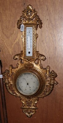 Lot 1386 - A 19th century gilt metal barometer signed Dalifol & Co, Paris