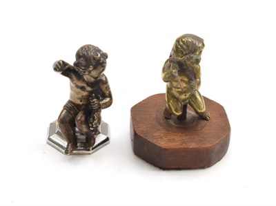 Lot 3009 - An Early 20th Century Nickel Plated Car Accessory Mascot, in the form of a seated putto, mounted on