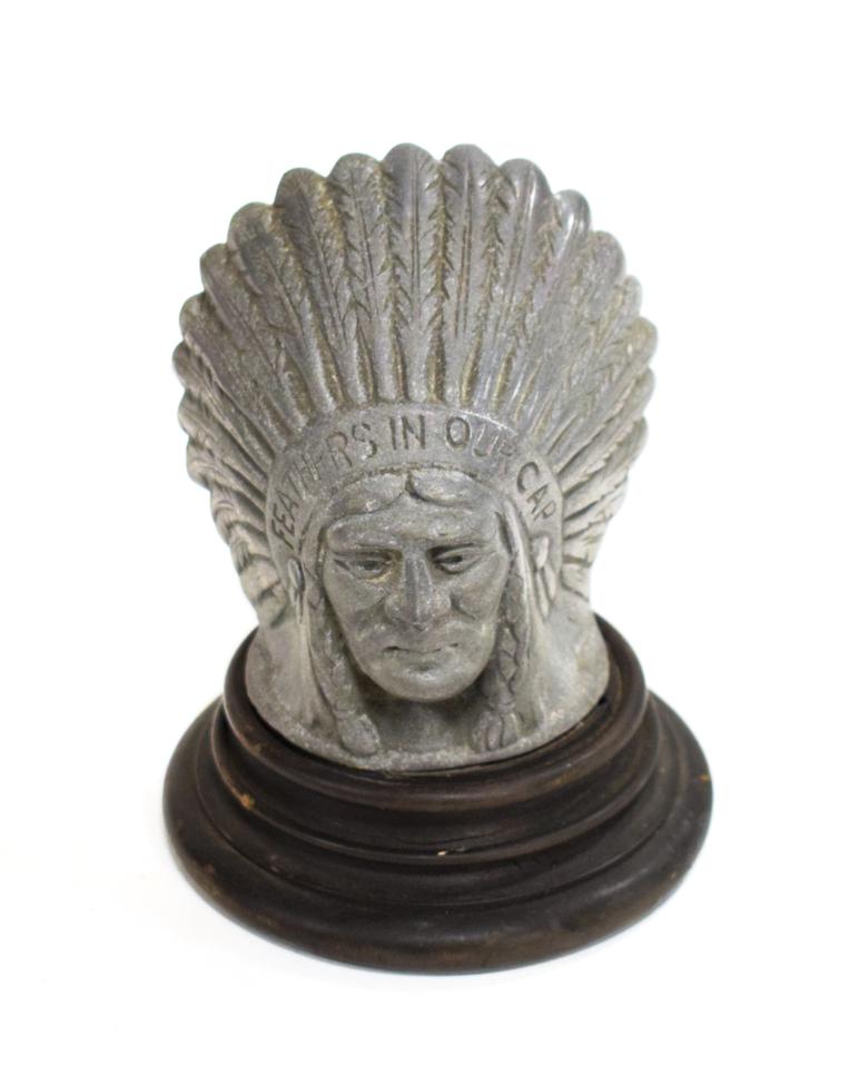 Lot 3012 - A 1930's Alloy Mascot, in the form of an Indian chief's head for the Guy Motor Ltd Company, stamped