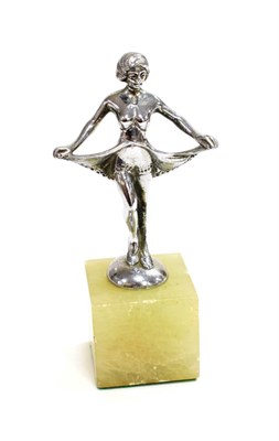 Lot 3015 - Desmo: A 1930's Chromed Car Mascot, as a stylised lady holding up her dress, the base stamped Desmo
