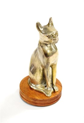 Lot 3018 - AE Lejeune: A 1920's Nickel Plated Car Mascot, in the form of an Egyptian seated cat, mounted...