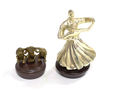 Lot 3019 - A Brass Accessory Car Mascot, in the form of three wise monkey, as sold by Brown Brothers of Acton