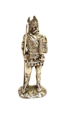 Lot 3022 - A 1920's Chrome on Brass Rover Car Mascot, in the form of a standing Viking, with rectangular...