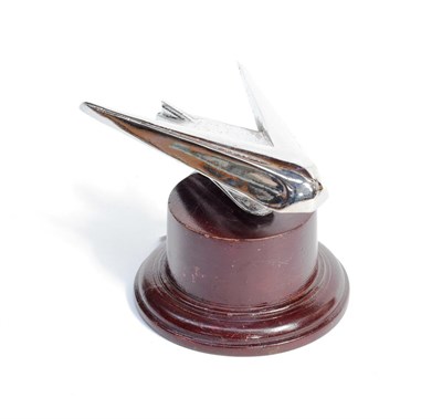 Lot 3035 - A Chrome on Zinc Stylised Car Mascot, from a 1931 Vauxhall Cadet, of styled winged form, mounted on