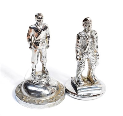 Lot 3038 - A Chrome on Brass Car Mascot, in the form of a coalminer standing on a square base, mounted on...